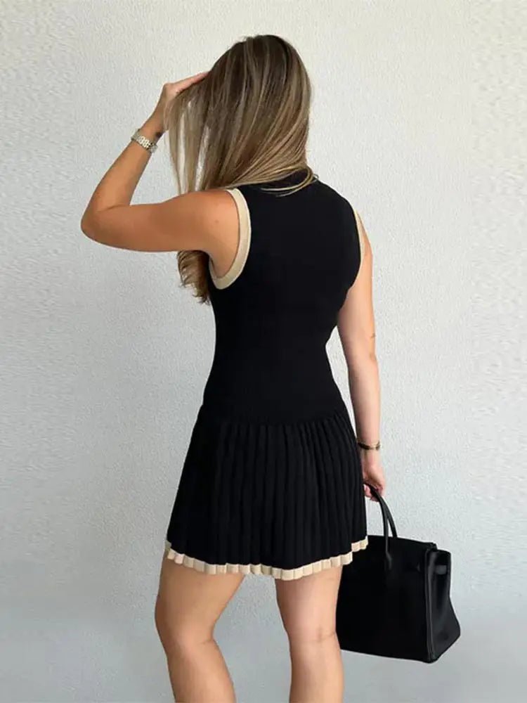 SOERA Margot Drop-Waist Contrast Knit Dress - Dress - SOERA-829443-BLA-S-35939 Black S