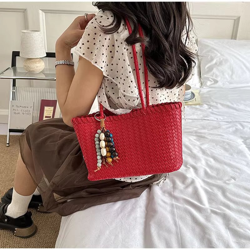 SOERA Emma Straw Woven Tote Bag - Bag - Red