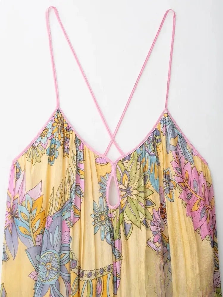 SOERA Bianca Floral Chiffon Cami Dress - Dress - Yellow XS