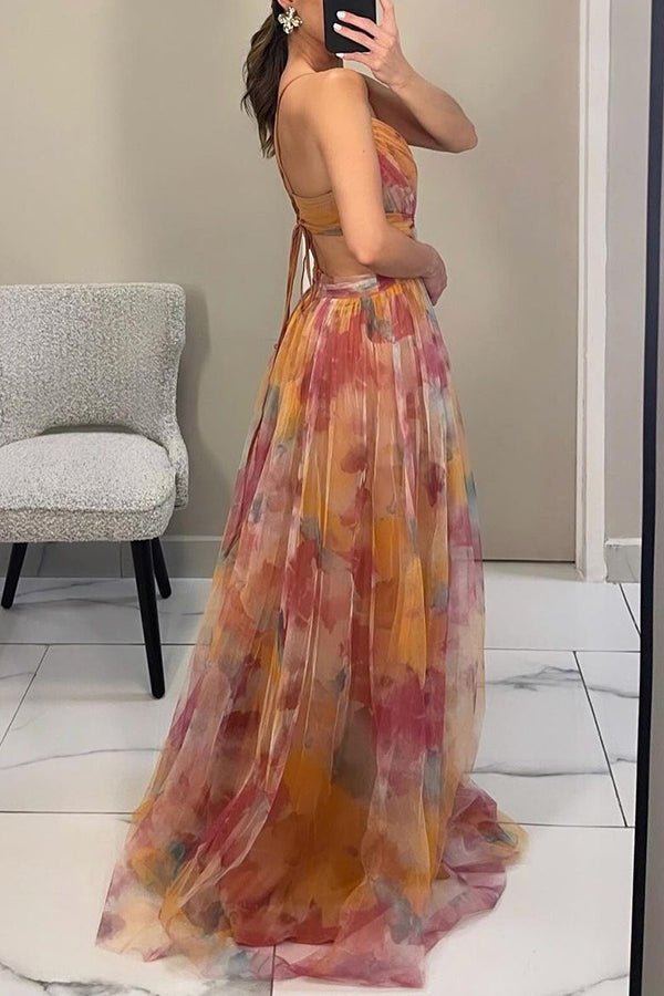 SOERA Bianca Floral V - Neck Maxi Dress - Dress - Orange M