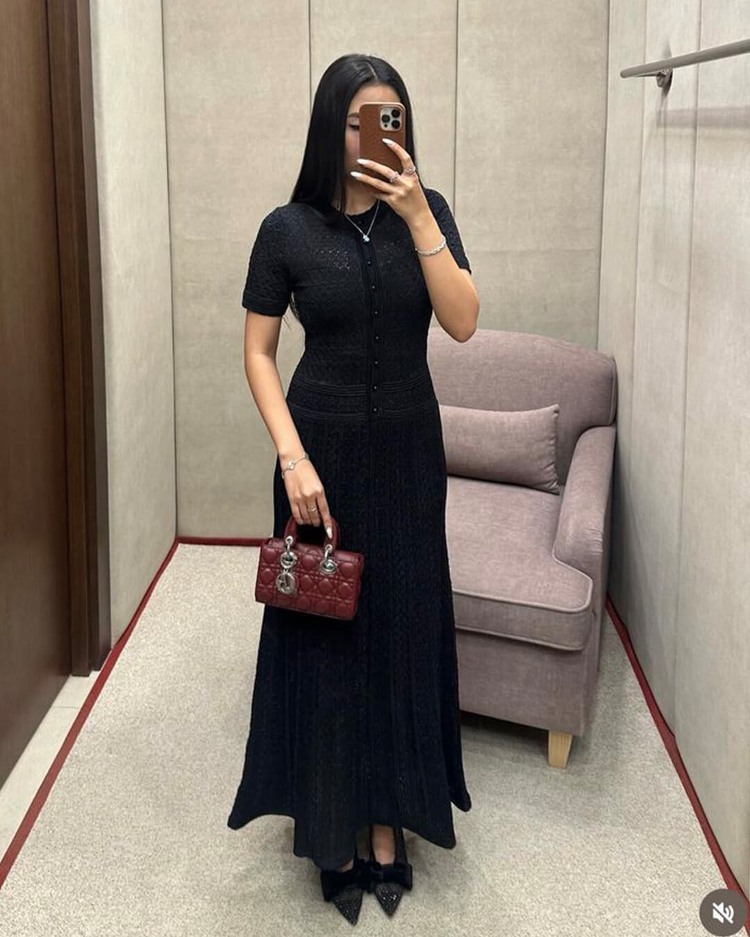SOERA Celeste Half Button Knitted Midi Dress - Dress - Black XS