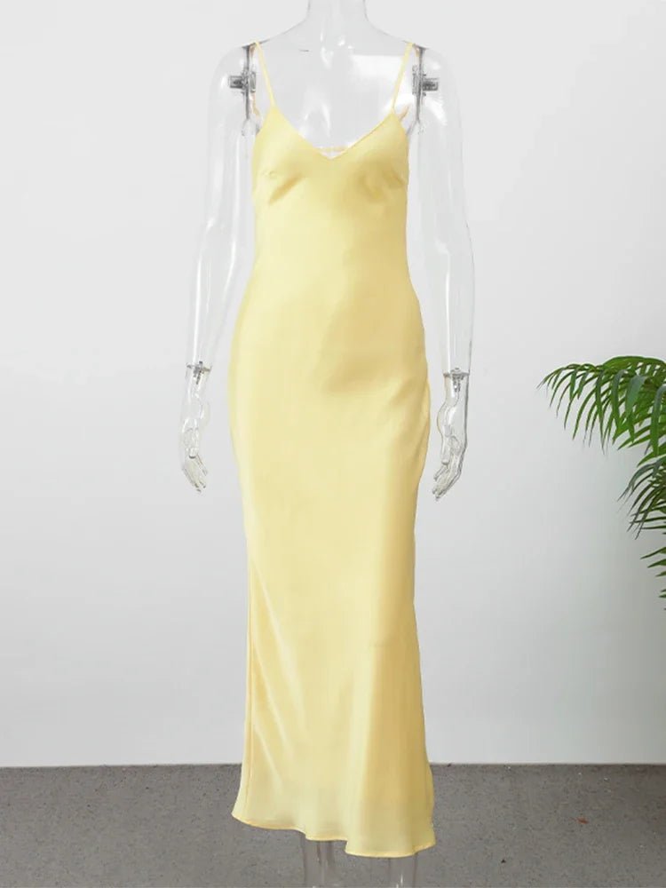 SOERA Kirra Satin Backless Maxi Dress - Dress - Yellow XS