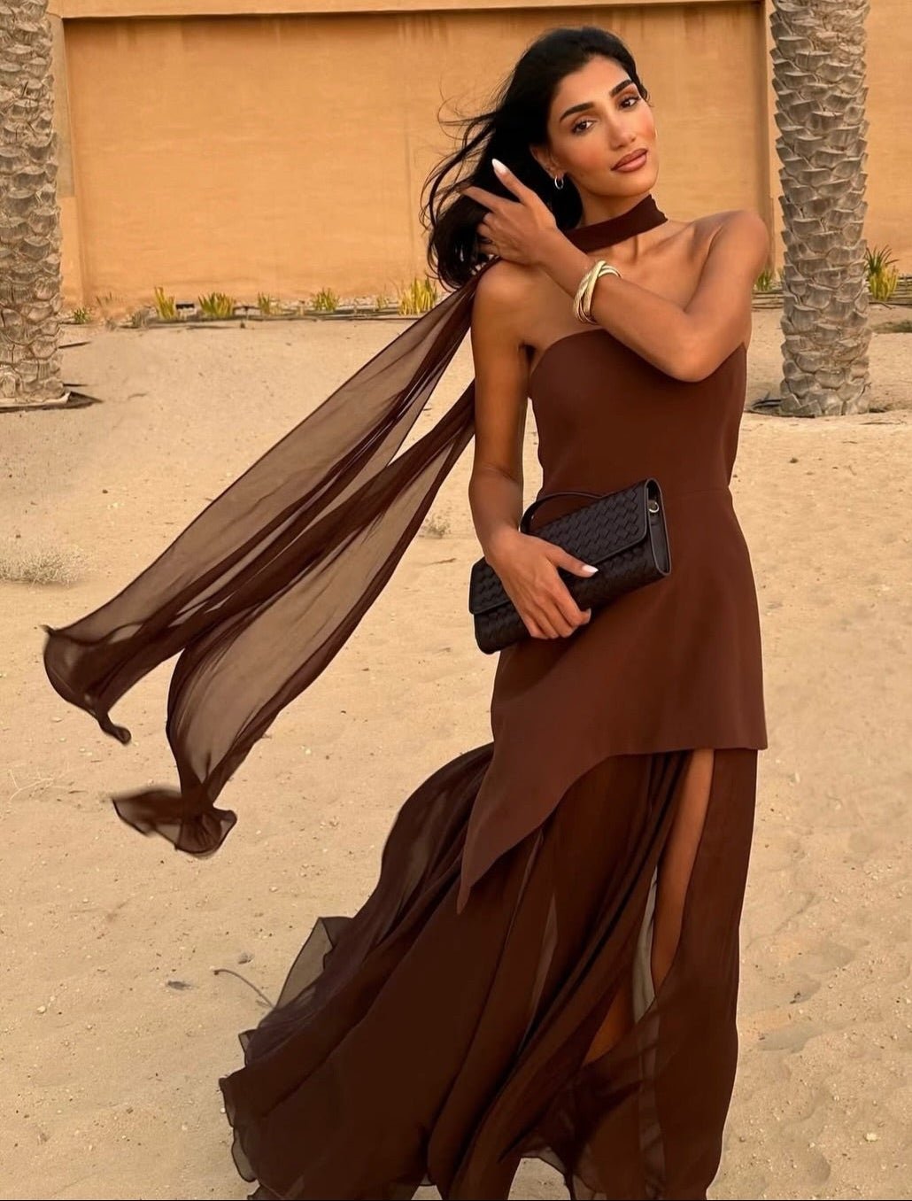SOERA Sophia Strapless Mesh Scarf Maxi Dress - Dress - S