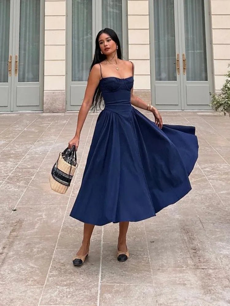 SOERA Annika Sleeveless Strap Midi Dress - Dresses - 1005006482995541-;BO1770650334229252654 Blue XS