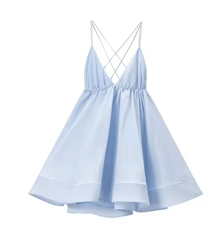 SOERA Beatrice V-Neck Suspender Mini Dress - Dresses - Blue S