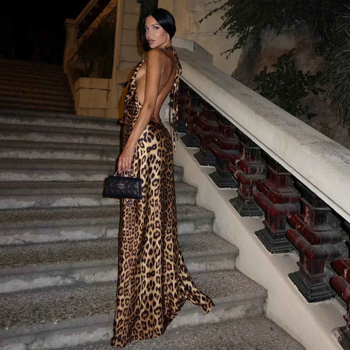 SOERA Ivy Leopard Print Halter Backless Maxi Dress - Dresses - Leopard XS