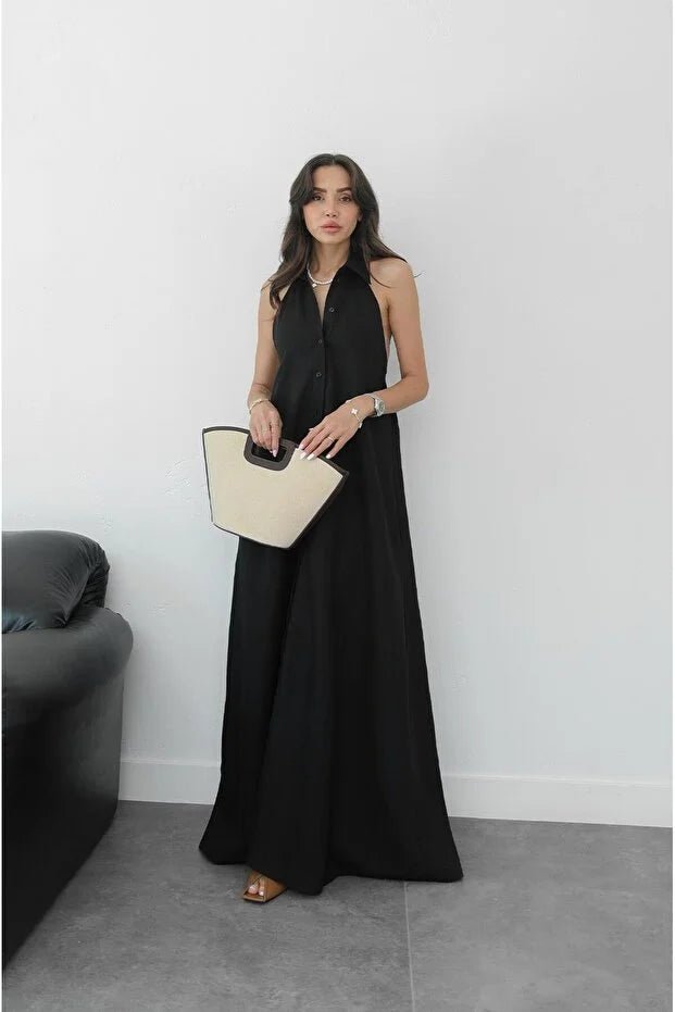 SOERA Kaya Halter Neck Elegant Maxi Dress - Dresses - Black XS