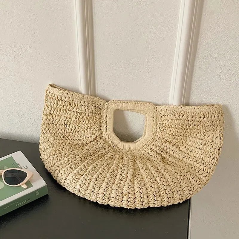 SOERA Alyana Half-Moon Rattan Tote Bag - Handbags - Beige