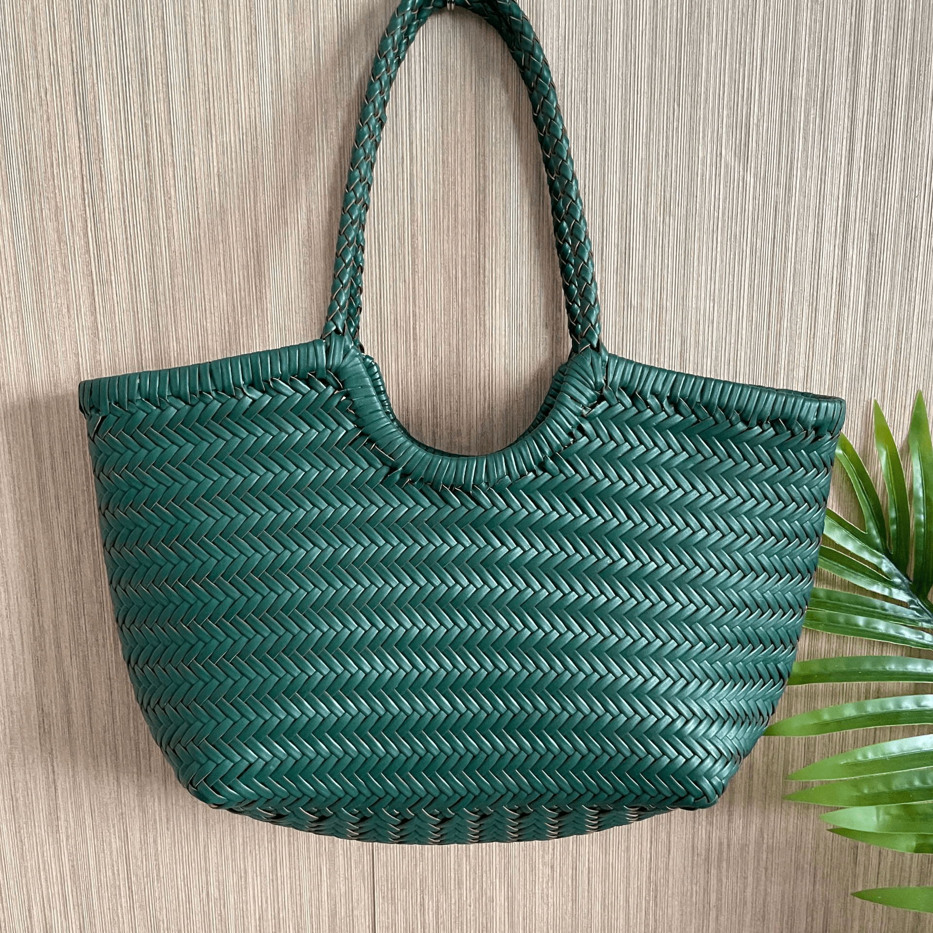SOERA Beatrice Woven Leather Tote Bag - Handbags - Green Small