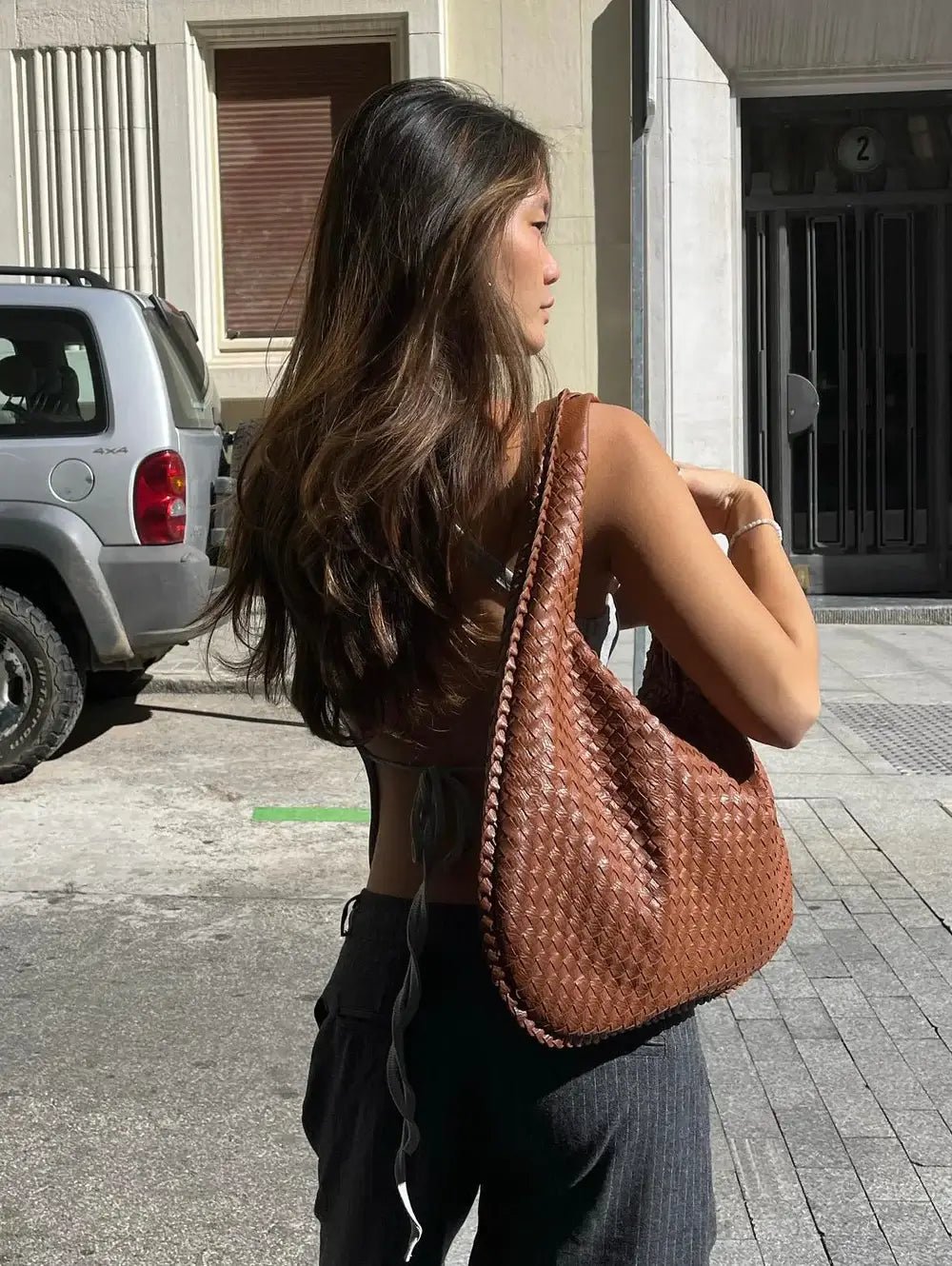 SOERA Woven bag XL - Handbags - DBAD2-QL367007 darkbrown