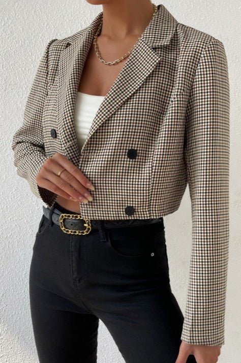 SOERA Bianca Houndstooth Cropped Blazer - Jacket - M