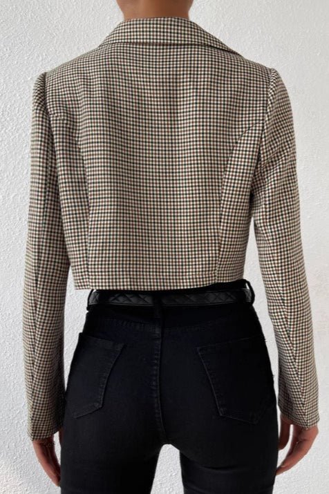 SOERA Bianca Houndstooth Cropped Blazer - Jacket - XL