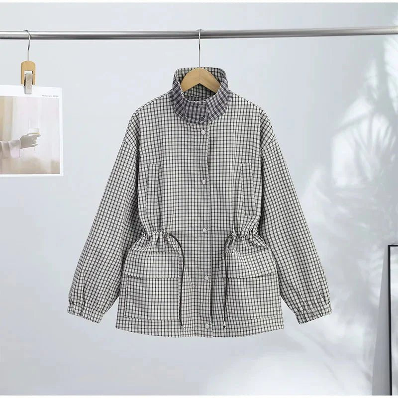 SOERA Myla Check Hooded Zip Jacket - Jacket - Beige S