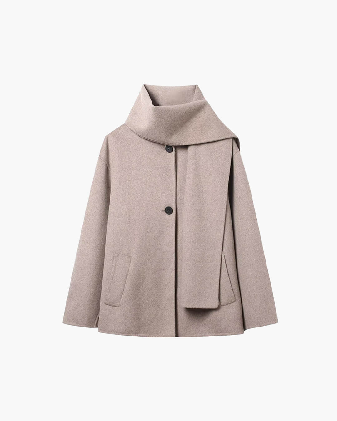 SOERA Cecille Faux Wool Coat with Scarf - Jackets - 3256810062410555-;ZT1763625123197827516 Beige S