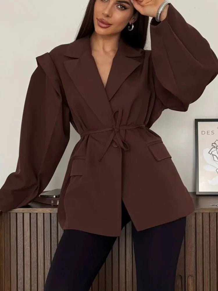 SOERA Leandra Wide Sleeves Belted Blazer - Jackets - Brown S