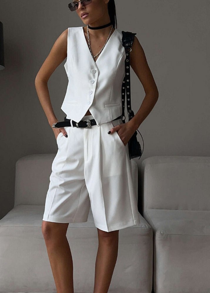SOERA Bianca Tailored Vest & Bermuda Shorts Set - Matching Sets - White L