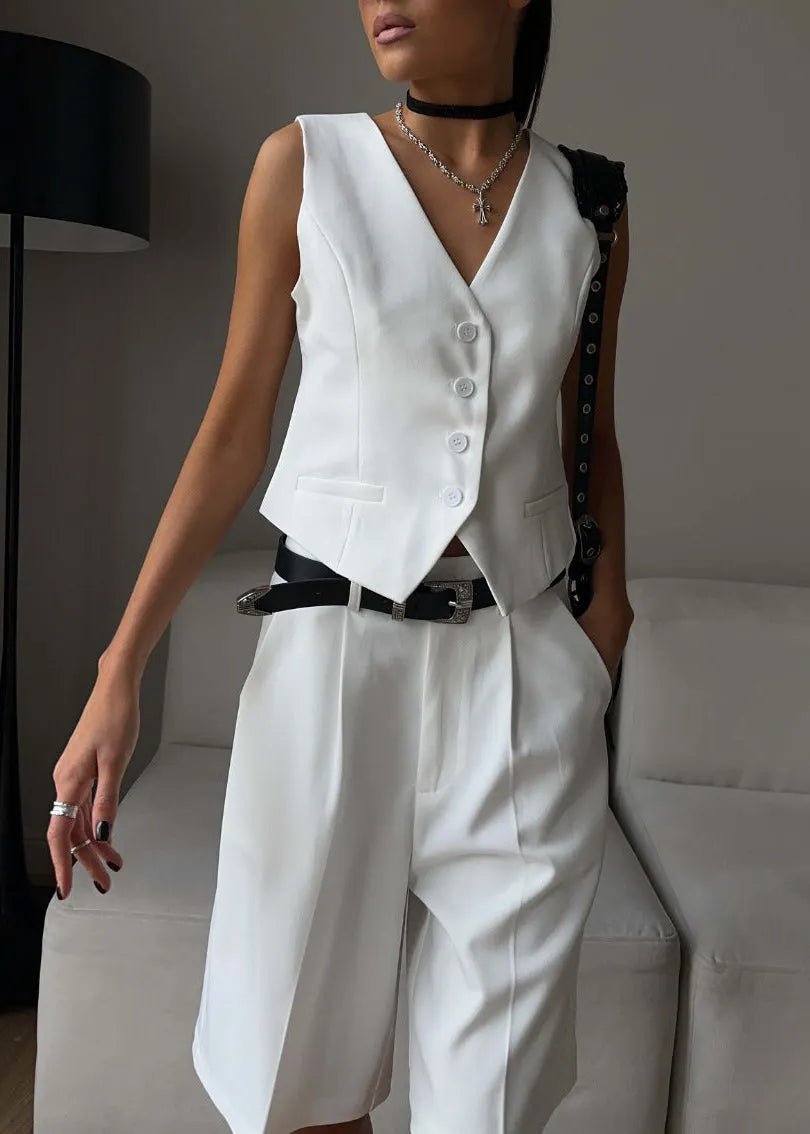 SOERA Bianca Tailored Vest & Bermuda Shorts Set - Matching Sets - White S