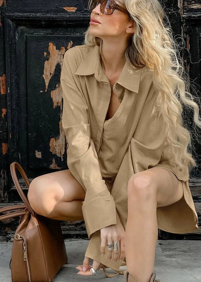 SOERA Gabrielle Cropped Shirt & Drawstring Shorts Set - Matching Sets - L