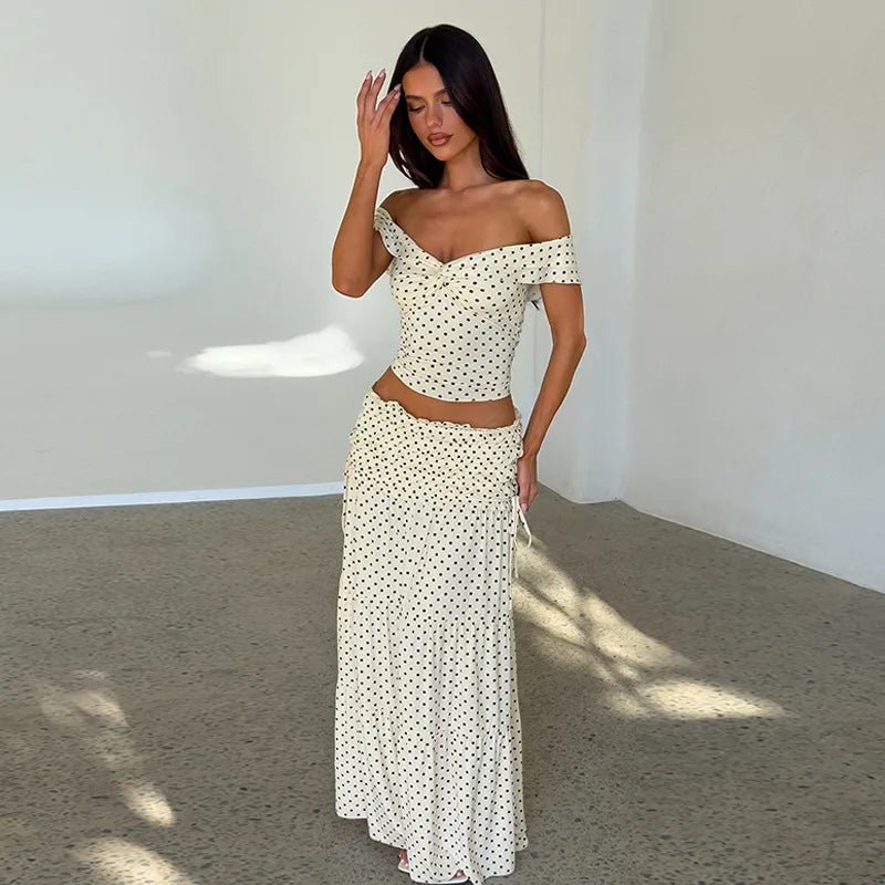 SOERA Maisie Off-Shoulder Crop Top Skirt Set - Matching Sets - White XS