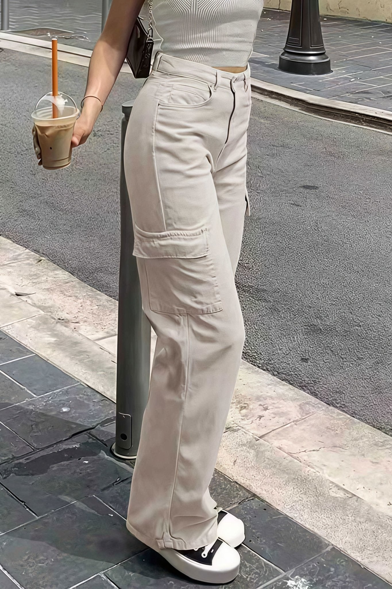 SOERA Bianca Pocket Cargo Straight Pants - Pants - Beige M