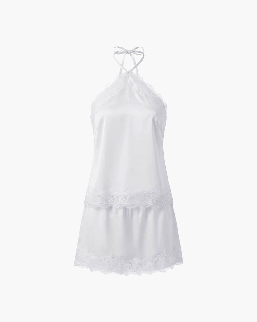 SOERA Parker Satin Halter Neck Two - Piece Set - Set - White Set L