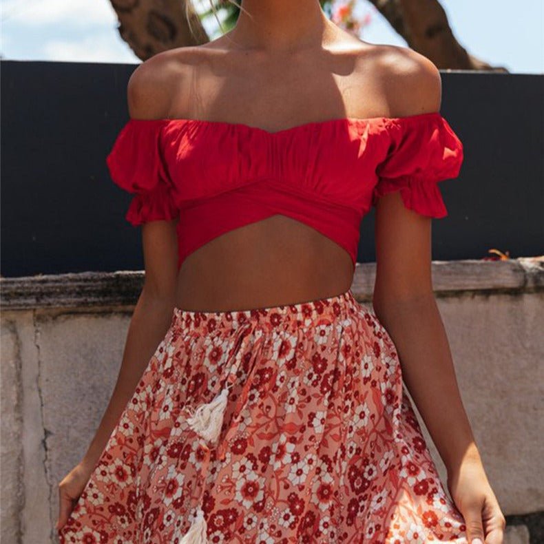 SOERA Celeste Flowing Puff Sleeve Crop Top - Top - Weiß L