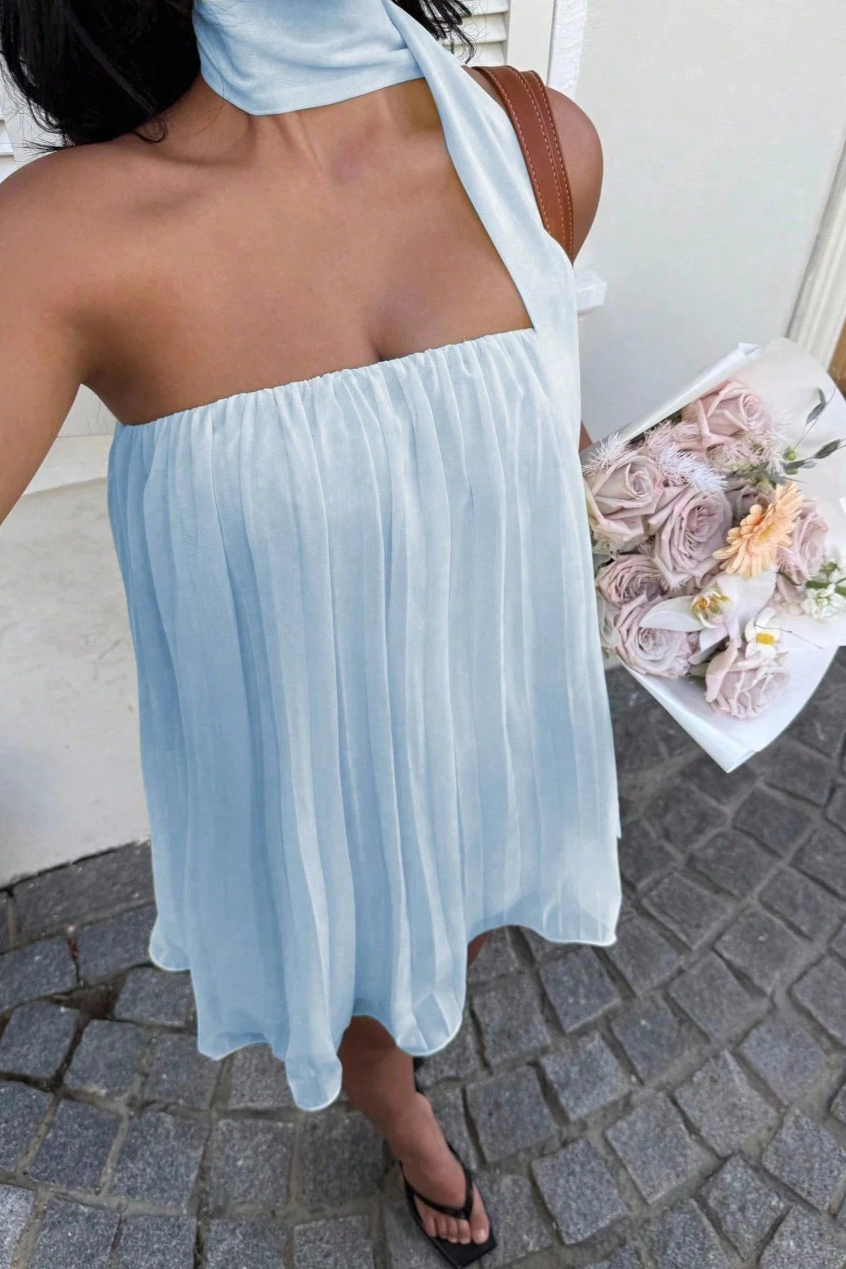 Aliya rynket bandeau mini-kjole