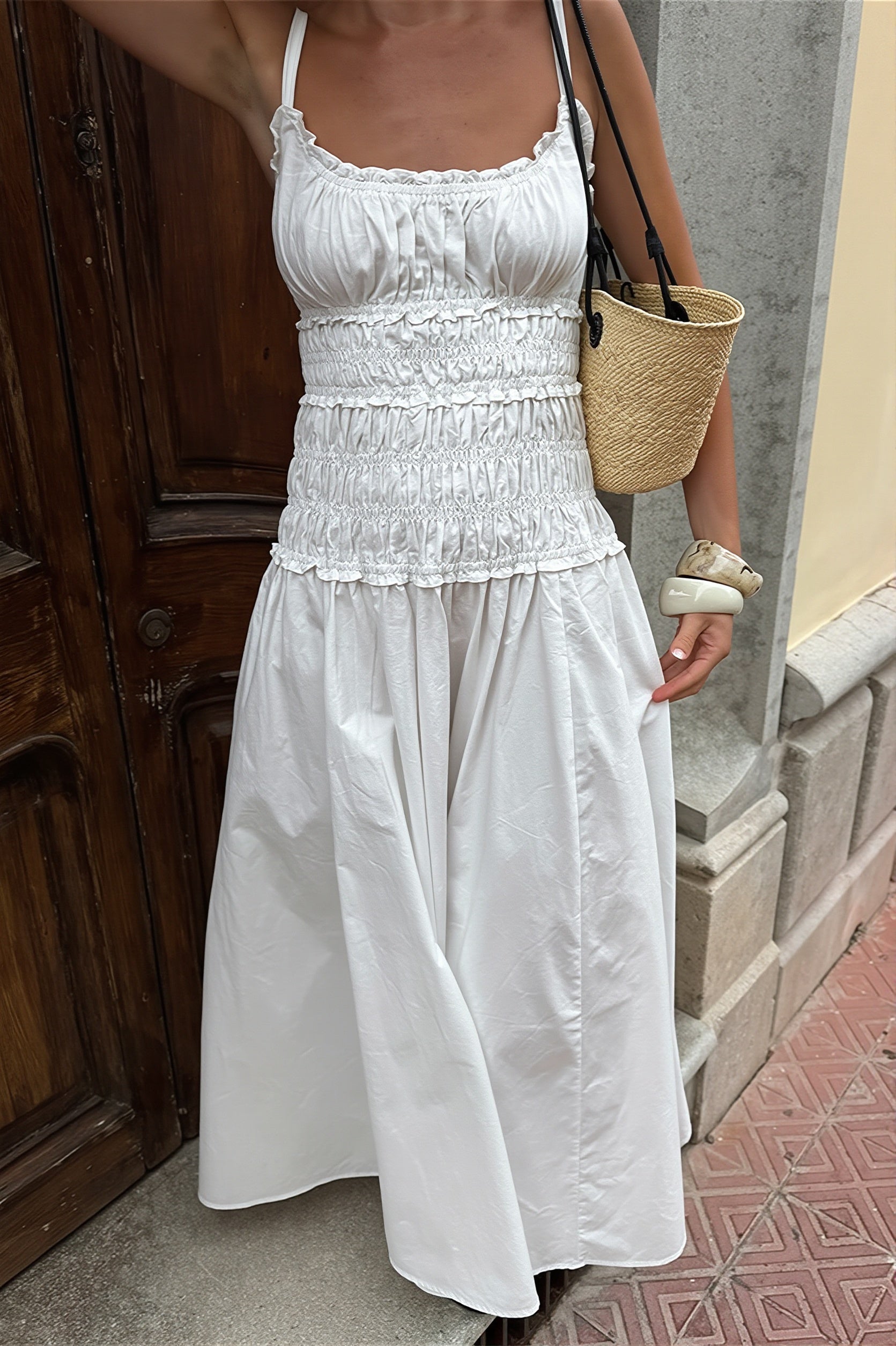 SOERA Sophia firkantet hals bodycon maxi-kjole