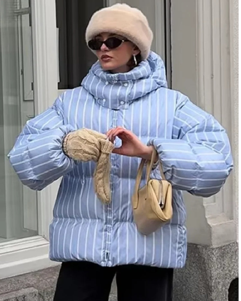 Emma hætte stribet dunjakke