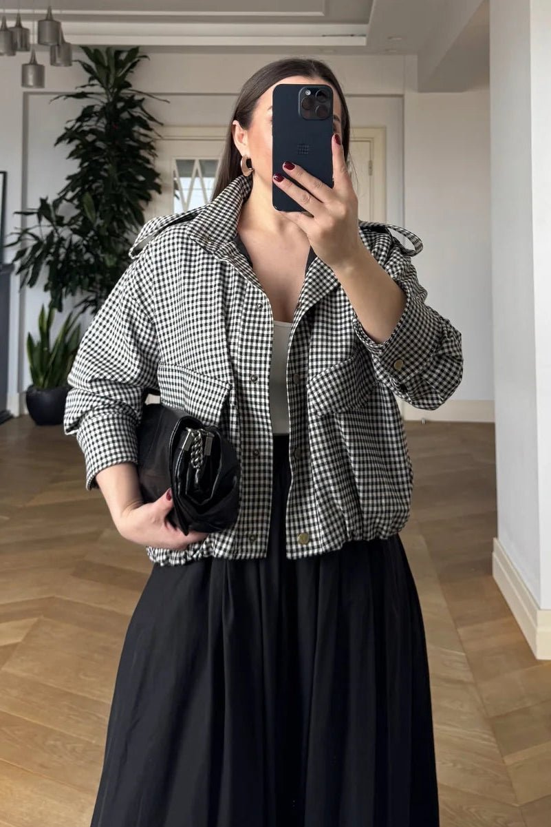 SOERA Emma High Neck Checked Bomber Jacket - Jacket - SOERA-331395-ONL-S-01219 S