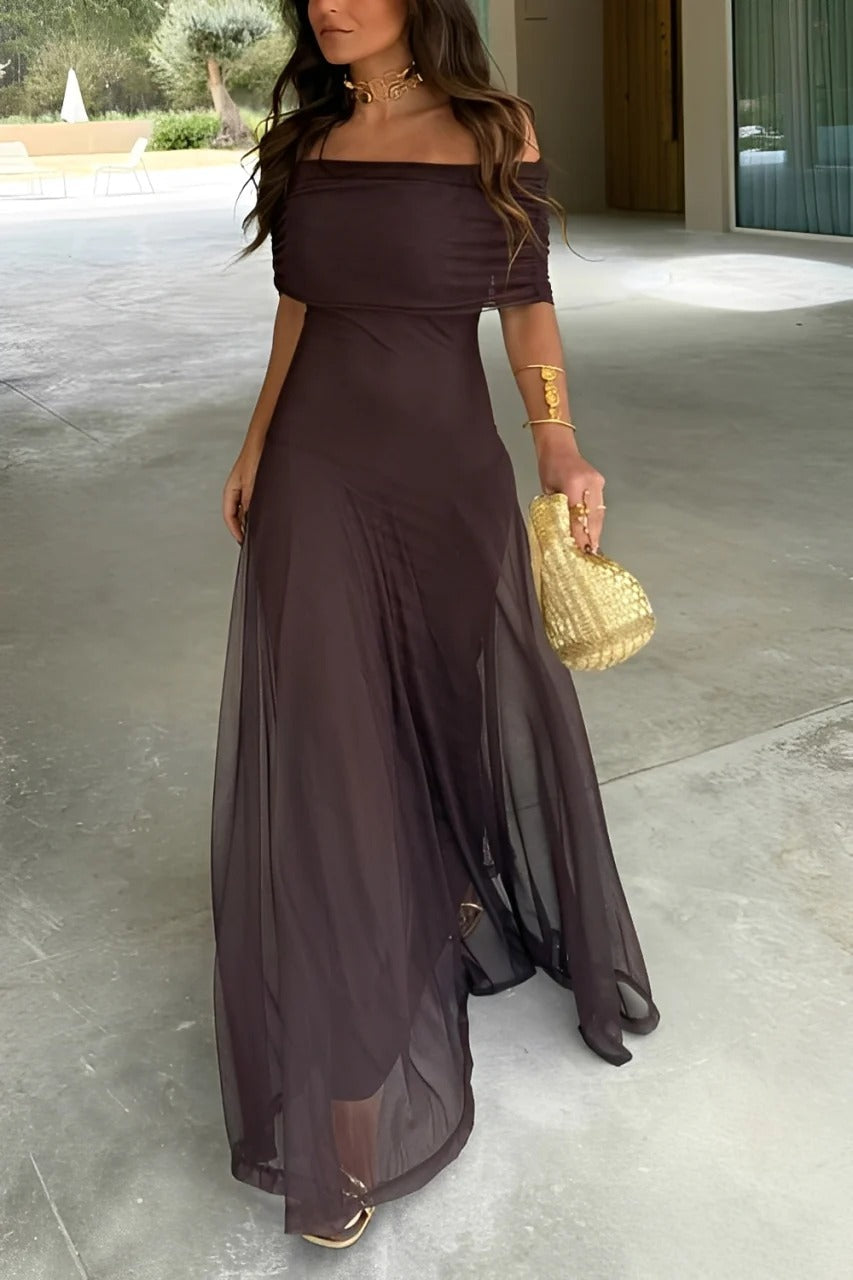 Sienna off-shoulder maxi-kjole med rynker