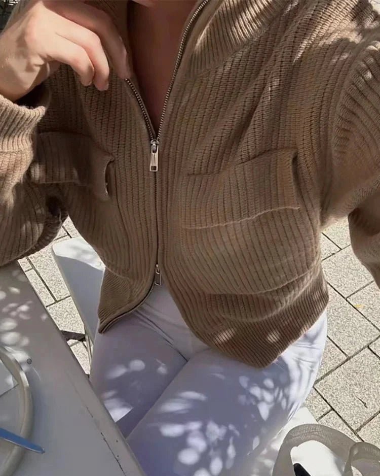 SOERA Nadia Ribbed Knit Cardigan - Cardigan - SOERA-906691-PIC-L-44195 Brown L