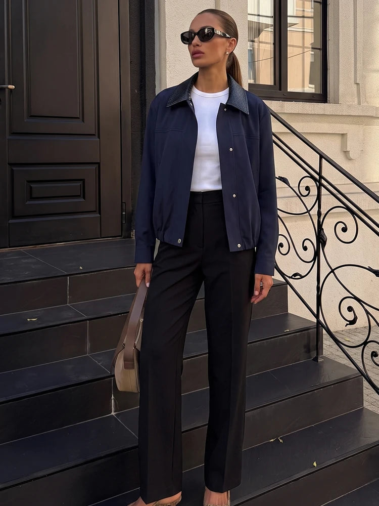 Olivia Contrast Collar Bomber Jacket