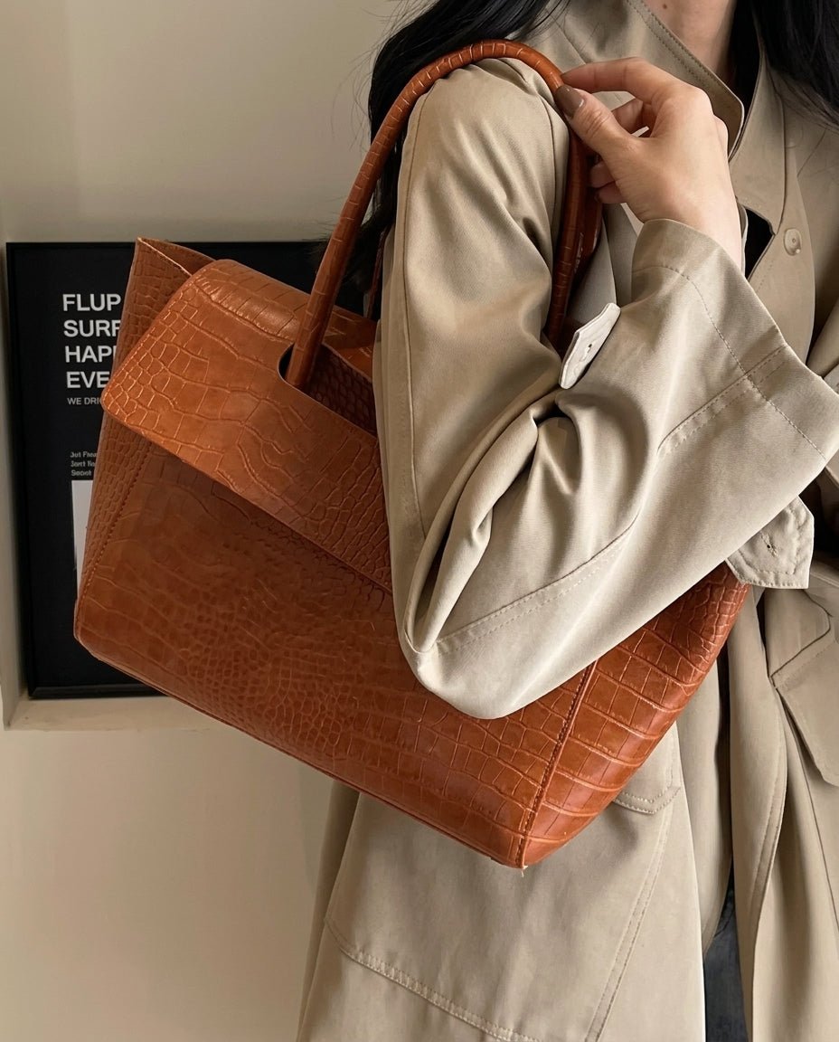SOERA Jessica Embossed Leather Tote - Bag - SOERA-656131-DEF-OS-09155 Brown