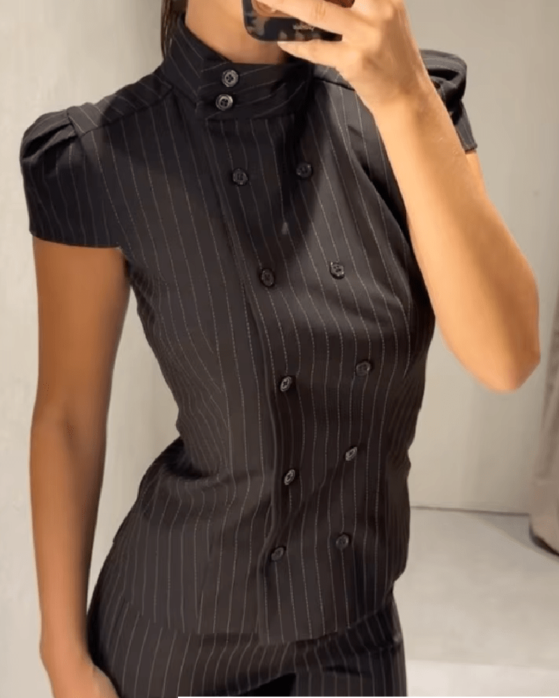 SOERA Claudia High Neck Fitted Plaid Blouse - Blouse - SOERA-213955-2-XS-54595 Black XS