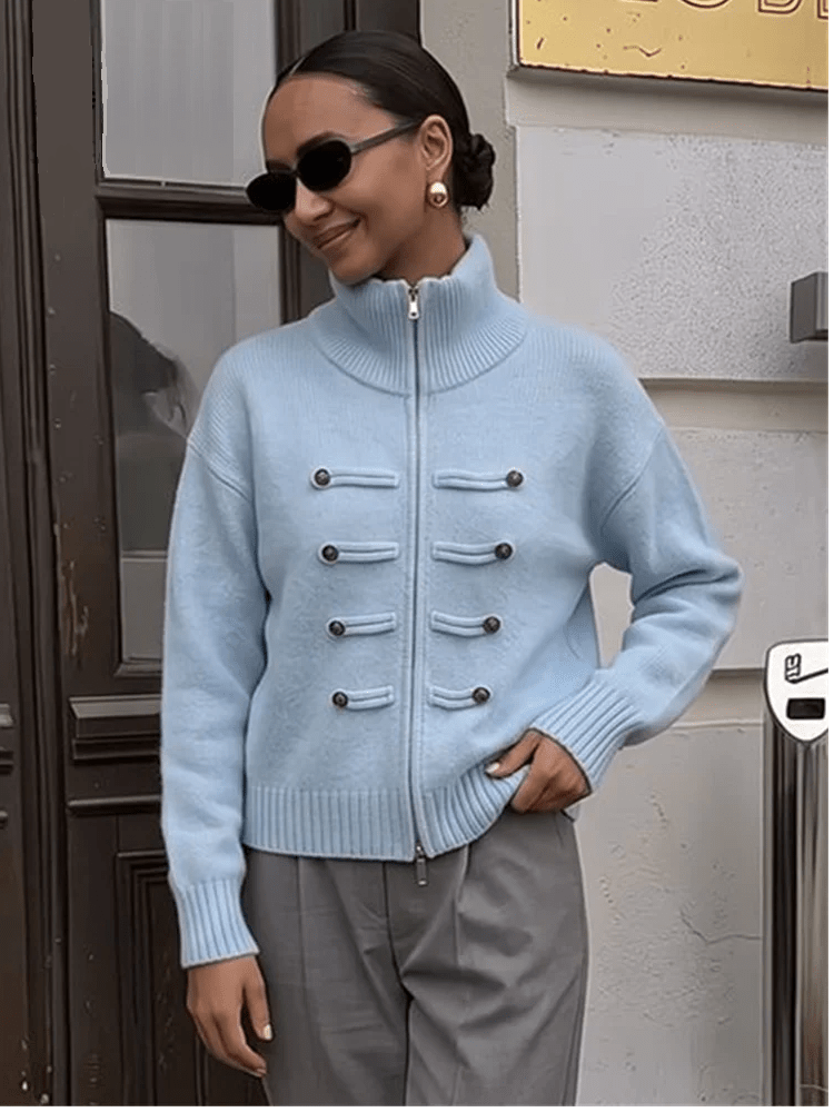 SOERA Amelie Turtleneck Zip Knit Cardigan - Cardigan - SOERA-944963-LIG-O-79651 Light Blue One Size