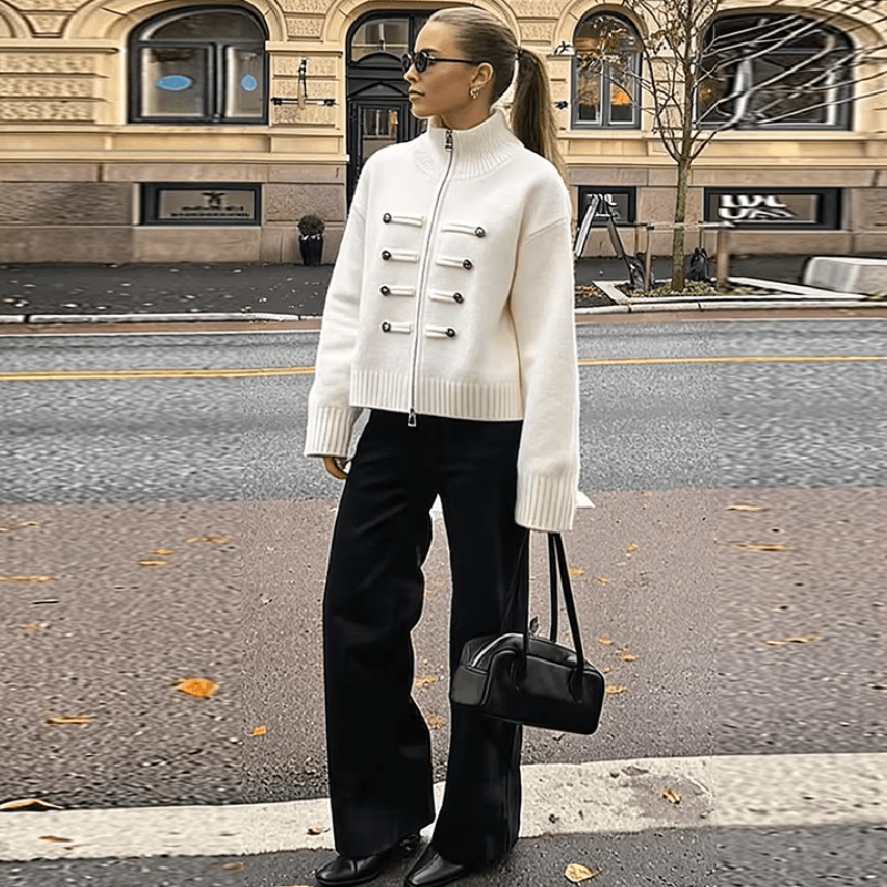 SOERA Amelie Turtleneck Zip Knit Cardigan - Cardigan - SOERA-944963-WHI-O-46883 White One Size