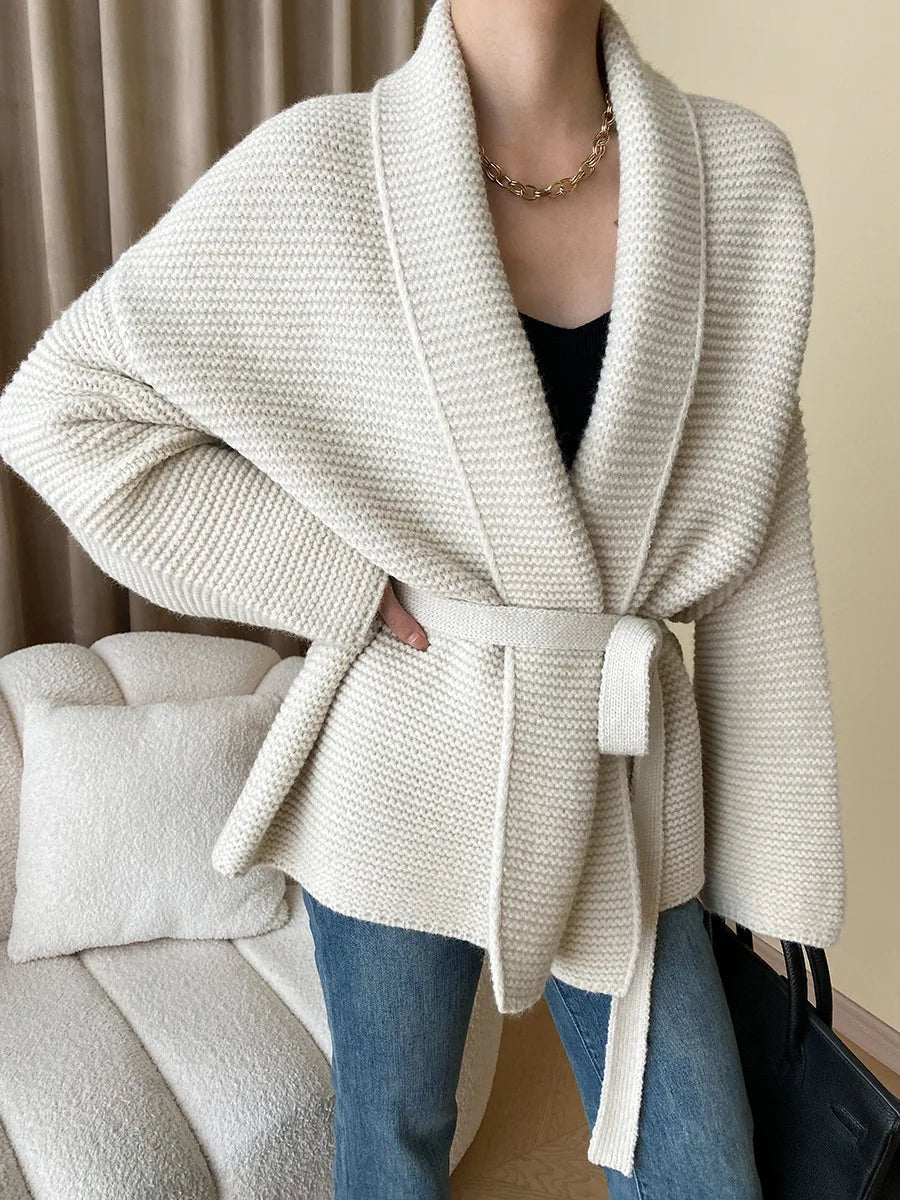 SOERA Abigail Belted Knit Cardigan - Cardigans - 1005007708848658-;pa1765393866208642501 Creme One Size