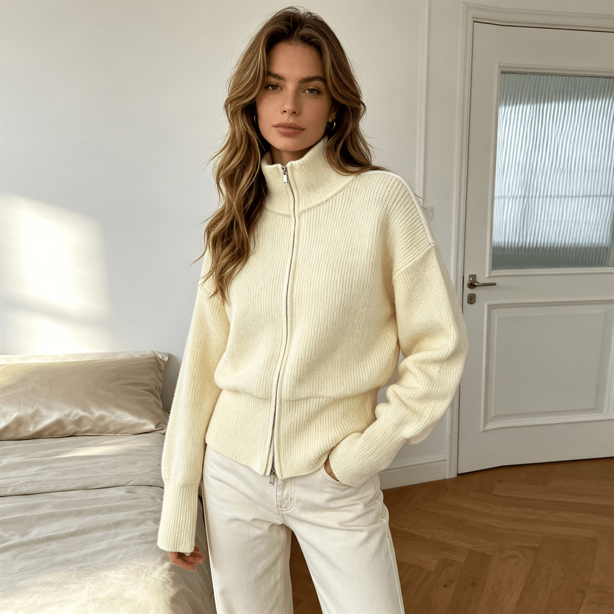 SOERA Joanna Double Zip Knitted Cardigan - Cardigans -  Light Yellow S