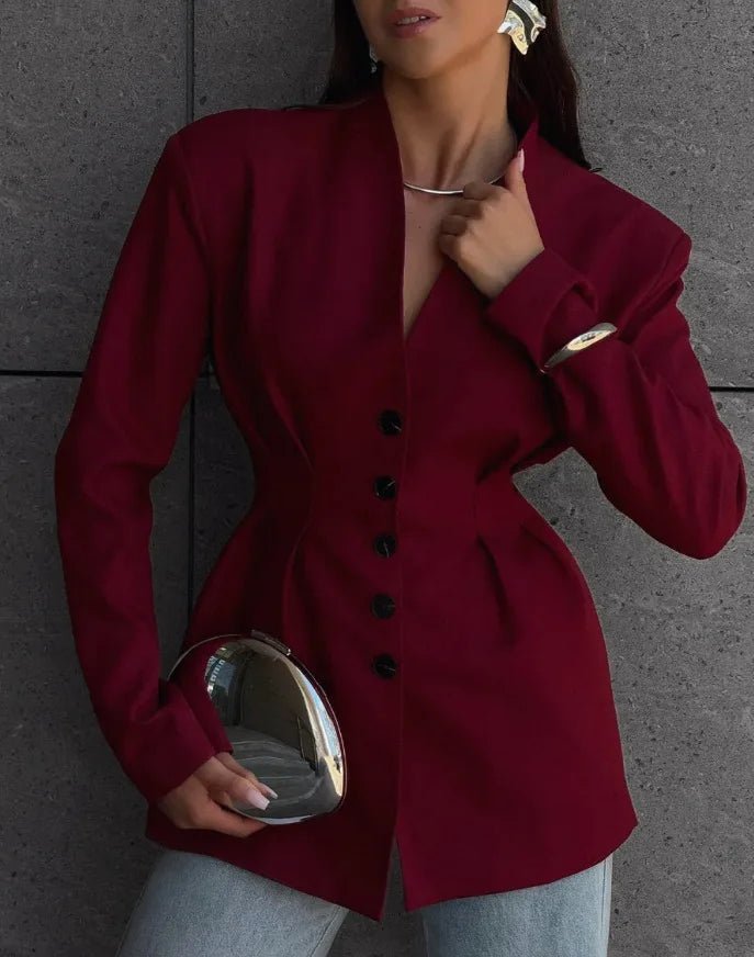 SOERA Daniela Cinched Collarless Blazer - Coats & Jackets - sC1770276357225864252 Grey M