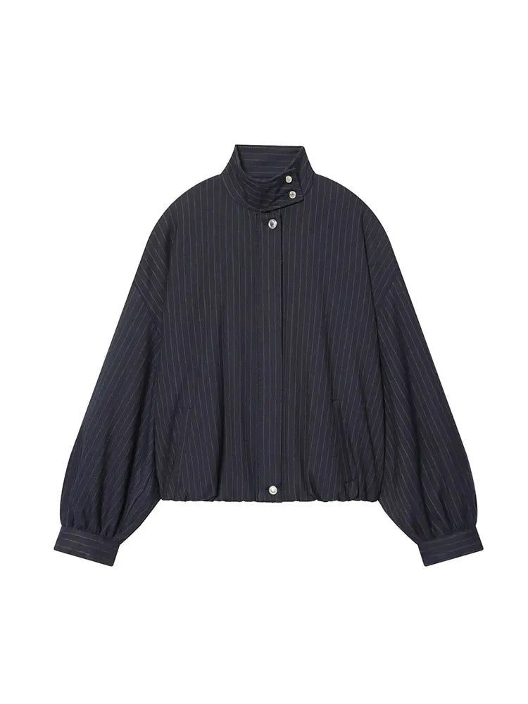 SOERA Saskia Striped Stand Collar Jacket - Coats & Jackets -  Blue XS