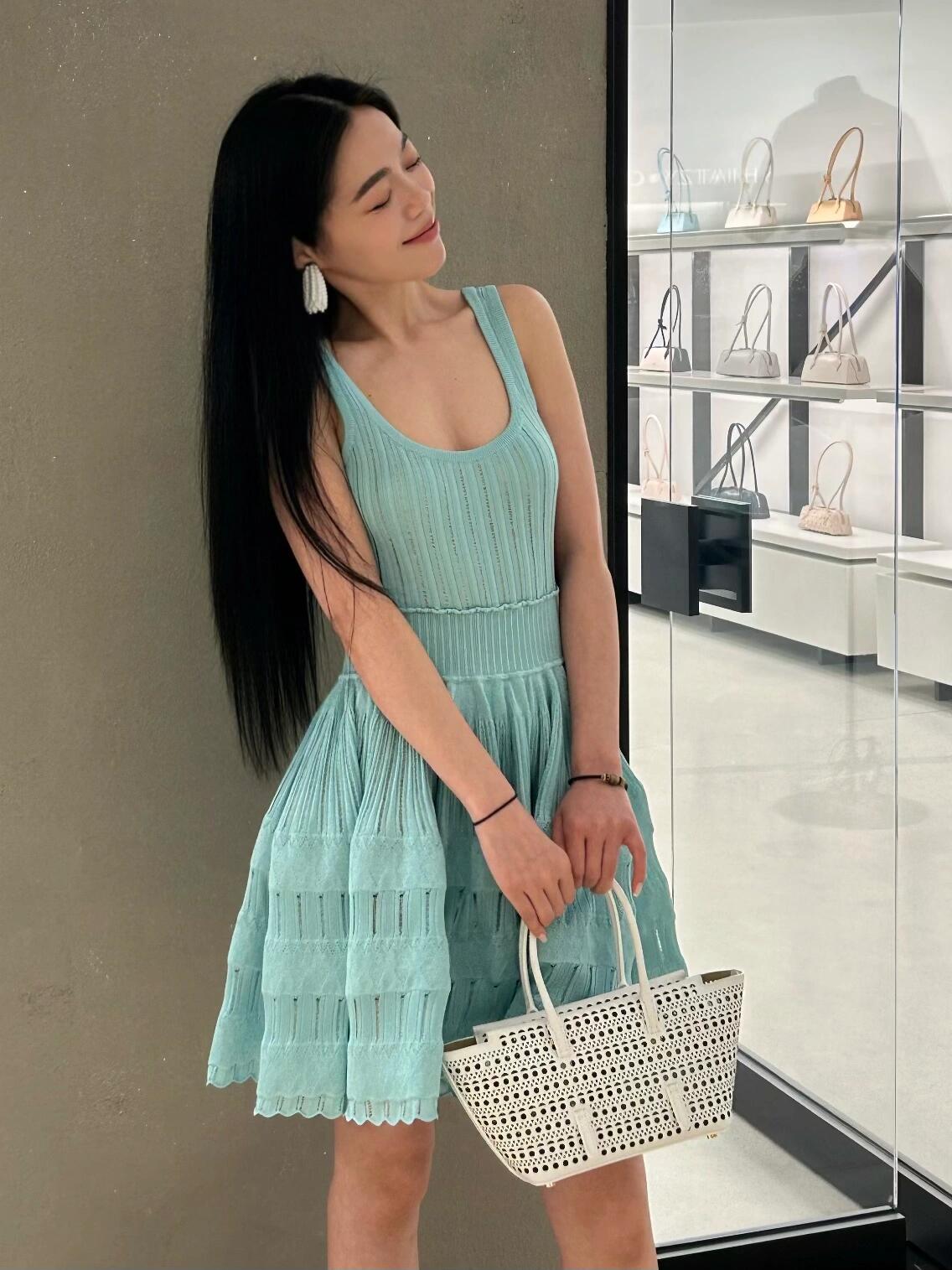 SOERA Alicia Knitted Sling Mini Dress - Dress -  Teal M