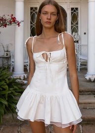 Aloura Tie-Up Strap Ruffle Mini Dress