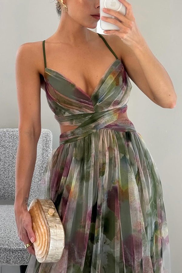 SOERA Bianca Floral V - Neck Maxi Dress - Dress -  Green M