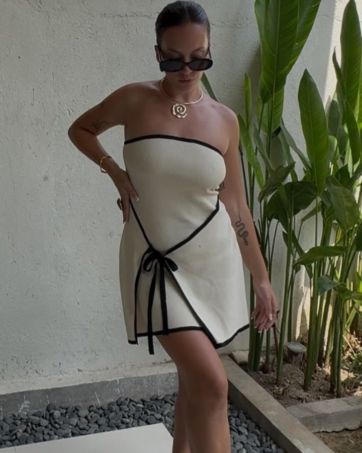 SOERA Celeste Backless Lace - Up Mini Dress - Dress -  White L