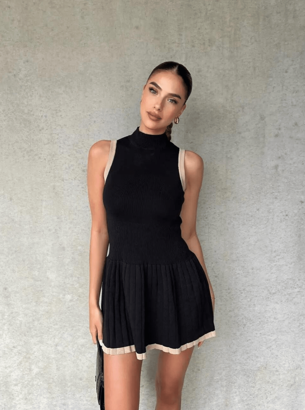 SOERA Margot Drop-Waist Contrast Knit Dress - Dress - SOERA-829443-BLA-L-01475 Black L