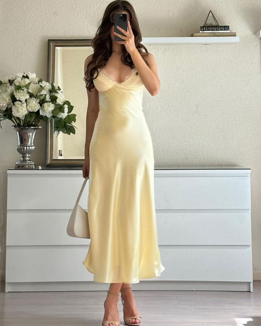 SOERA Margot Satin Lace Midi Dress - Dress - SOERA-140739-DEF-OS-87781 Yellow M