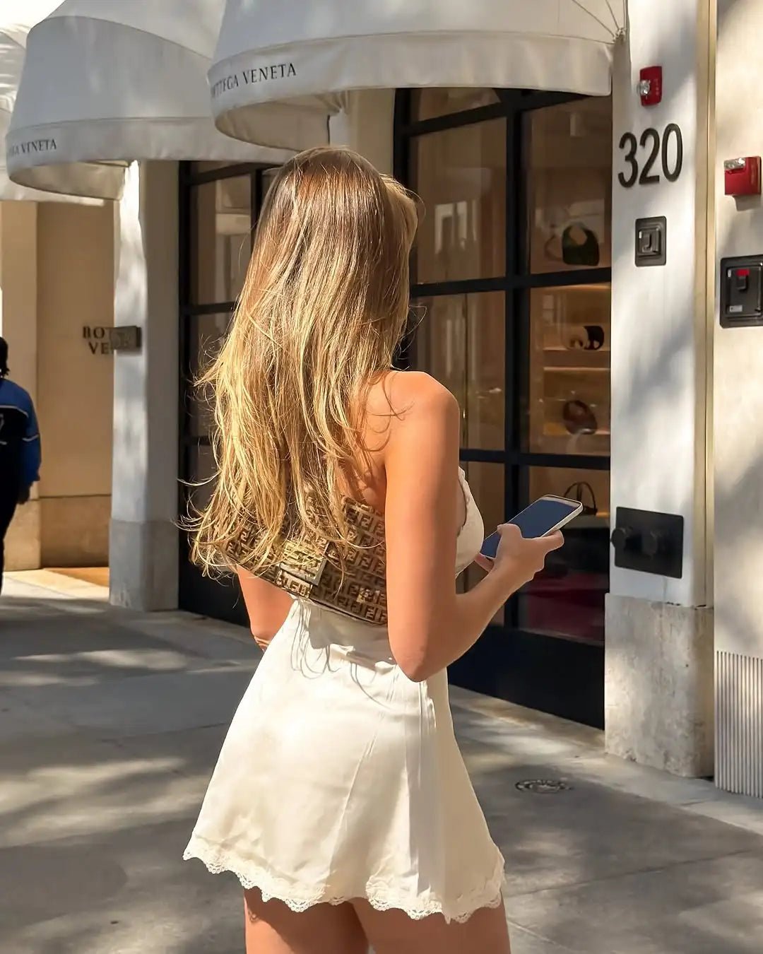 SOERA Sophia Lace Halter Bodycon Mini Dress - Dress -  Beige S