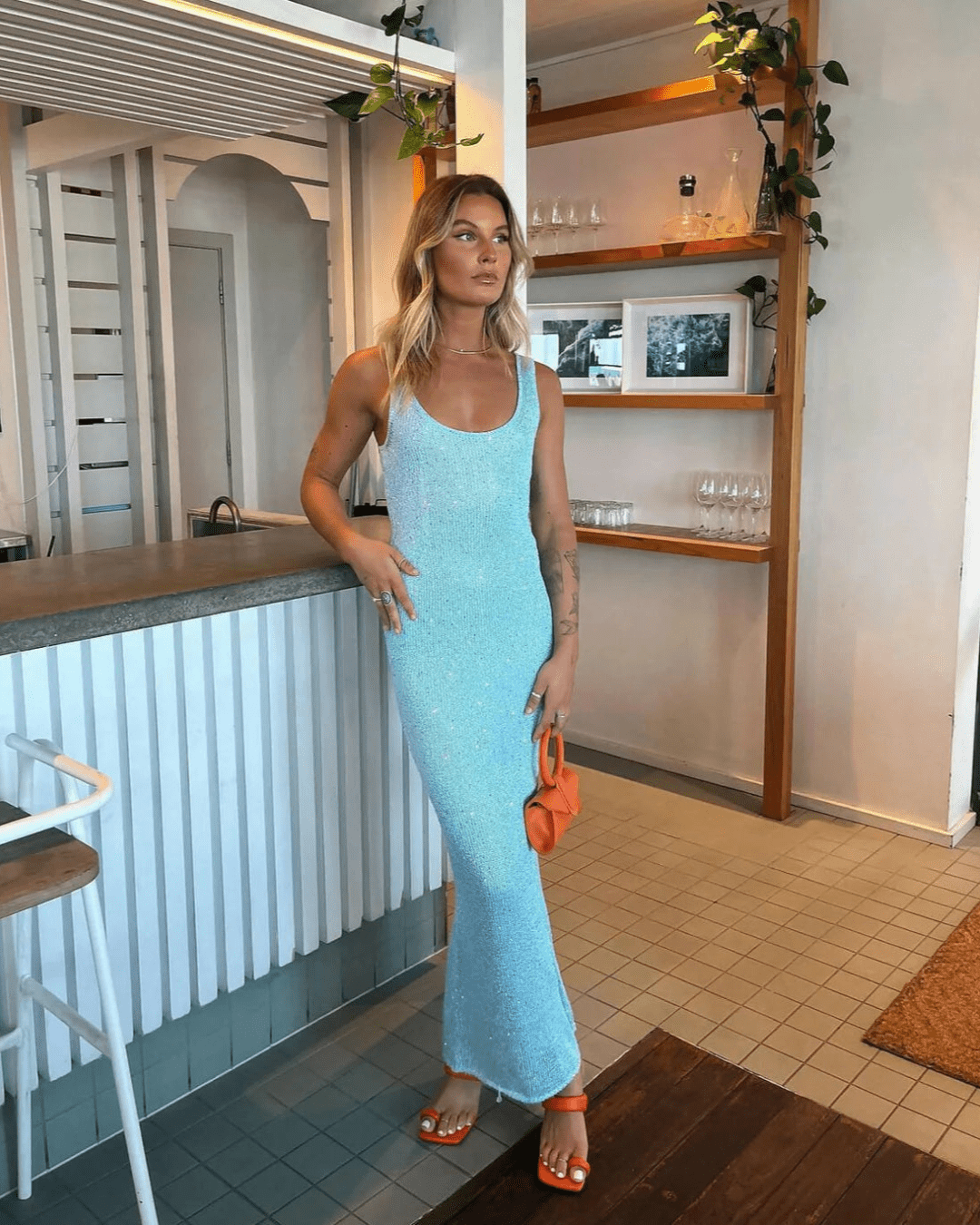 SOERA Zenaya Sequined Sheer Maxi Dress - Dress -  Blue M