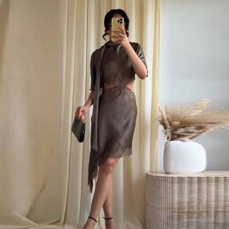 SOERA Bianca Cut Out Satin Mini Dress - Dresses - 1005011887169747-;sQ1775670871074553055 M